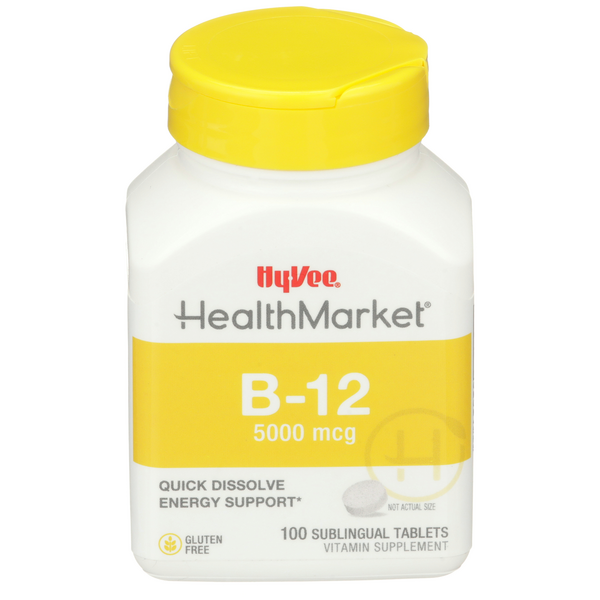 Hy-Vee HealthMarket Vitamin B12 5000mcg Tablets - 100 Count