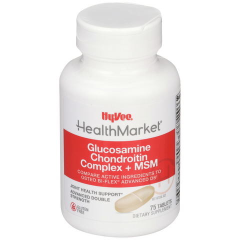 Hy-Vee HealthMarket Glucosamine Chondroitin Complex Plus MSM Advanced Double Stength Dietary Supplement Tablets - 75 Count