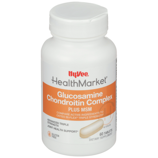 Hy-Vee HealthMarket Glucosamine Chondroitin Complex plus MSM Advanced Triple Strength Dietary Supplement Tablets - 60 Count