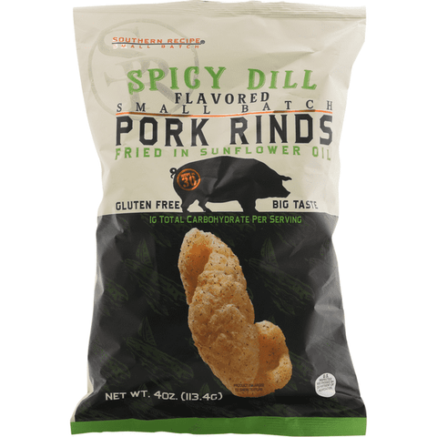 Southern Recipe Small Batch Spicy Dill Flavored Pork Rinds Fried in Sunflower Oil Gluten Free - 4 Ounce