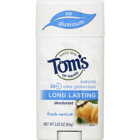 Tom's of Maine Deodorant, Long Lasting, Fresh Apricot - 2.25 Ounce