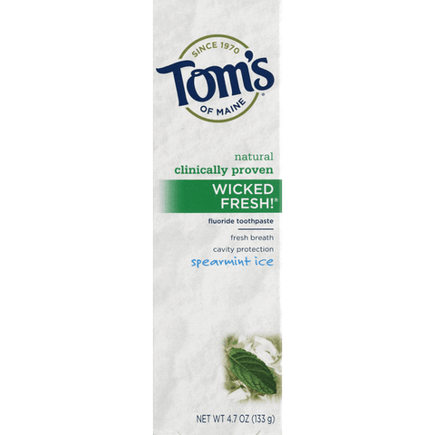 Tom's of Maine Wicked Fresh Toothpaste, Fluoride, Spearmint Ice - 4.7 Ounce