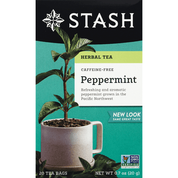 Stash Peppermint Caffeine Free Herbal Tea Bags 20 Count - 0.7 Ounce