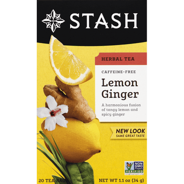 Stash Lemon Ginger Caffeine Free Herbal Tea Bags 20 Count - 1.1 Ounce