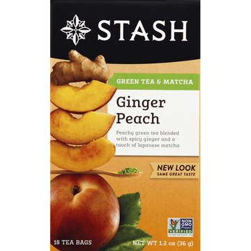 Stash Ginger Peach Green Tea Bags with Matcha 18 Count - 1.2 Ounce