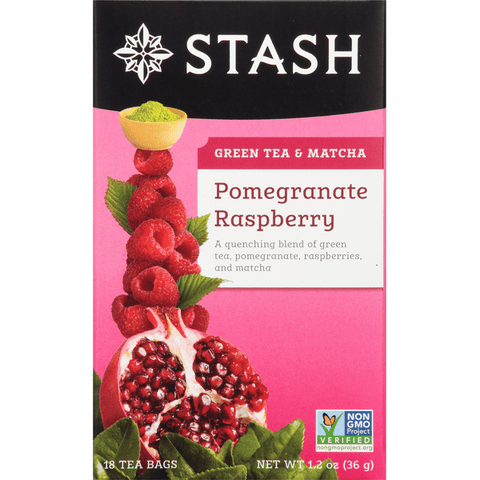 Stash Pomegranate Raspberry Green With Matcha Tea Bags 18 Count - 1.2 Ounce