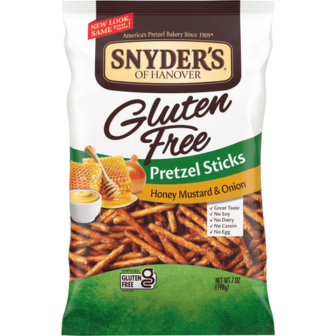 Snyder's Of Hanover Gluten Free Pretzel Sticks Honey Mustard & Onion - 7 Ounce