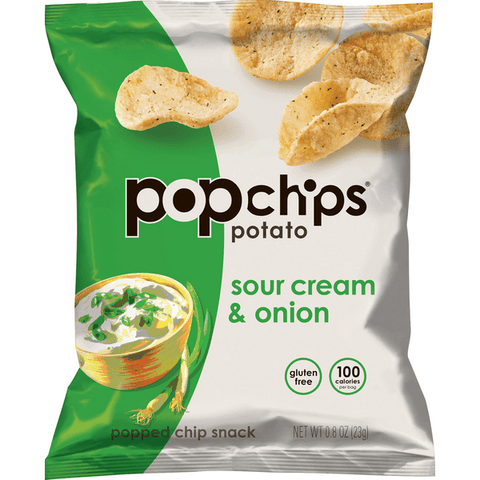 Popchips Popped Chip Snack, Potato, Sour Cream & Onion - 0.8 Ounce