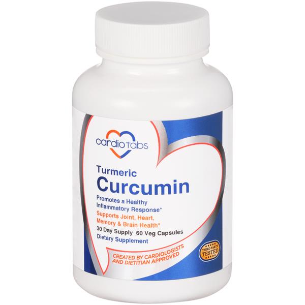 CardioTabs Turmeric Curcumin Dietary Supplement Veg Capsules - 60 Each