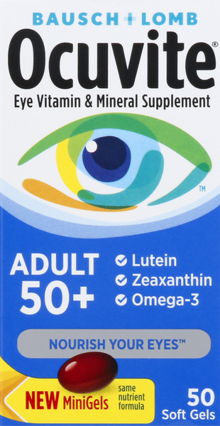 Bausch + Lomb Ocuvite Adult 50+ Eye Vitamin & Mineral Supplement Soft Gels - 50 Each