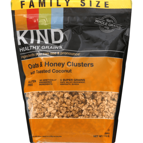 KIND Granola, Oats & Honey Clusters With Toasted Coconut, Family Size - 17 Ounce