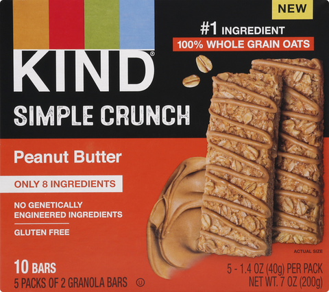 KIND Simple Crunch Peanut BUtter Granola Bars 5-1.4 oz Packs - 7 Ounce
