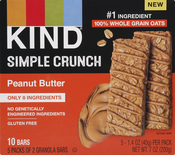 KIND Simple Crunch Peanut BUtter Granola Bars 5-1.4 oz Packs - 7 Ounce