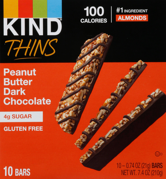 KIND Thins Peanut Butter Dark Chocolate Bars 10-0.74oz. - 7.4 Ounce