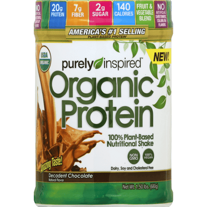 Purely Inspired Organic Protein 100% Plant-Based Nutritional Shake Decadent Chocolate - 1.5 Pound