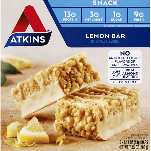 Atkins Lemon Snack Bars 5-1.41 oz. Bars - 7.05 Ounce