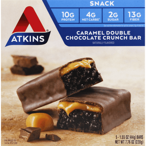 Atkins Caramel Double Chocolate Crunch Snack Bars 5-1.55 oz. Bars - 7.76 Ounce