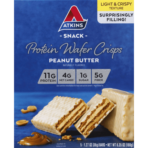 Atkins Snack Peanut Butter Protein Wafer Crisps 5-1.27 oz. Bars - 6.35 Ounce
