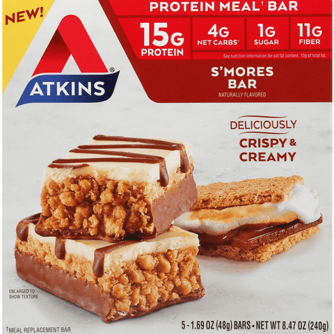 Atkins S'mores Bars 5-1.69 oz Bars - 8.47 Ounce