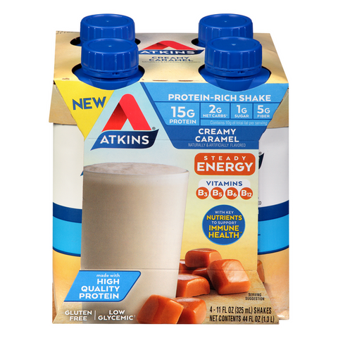 Atkins Protein-Rich Shake, Creamy Caramel 4Pk - 11 Ounce