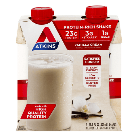 Atkins Vanilla Cream Protein-Rich Nutrition Shake 4Pk - 16.9 Ounce