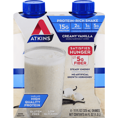 Atkins Creamy Vanilla Protein Rich Shakes 4Pk - 11 Ounce