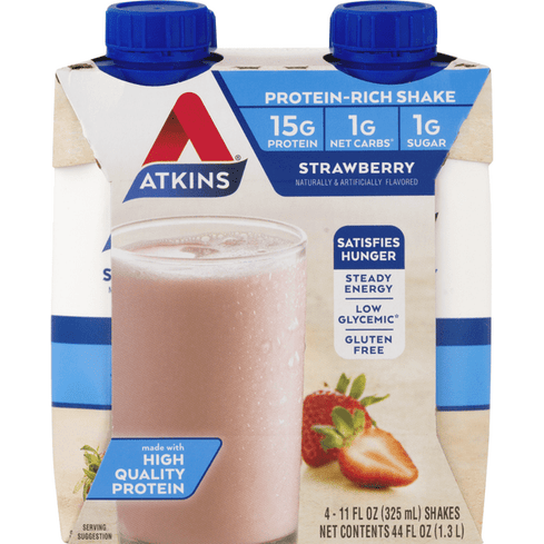 Atkins Strawberry Protein Rich Shakes 4Pk - 11 Ounce
