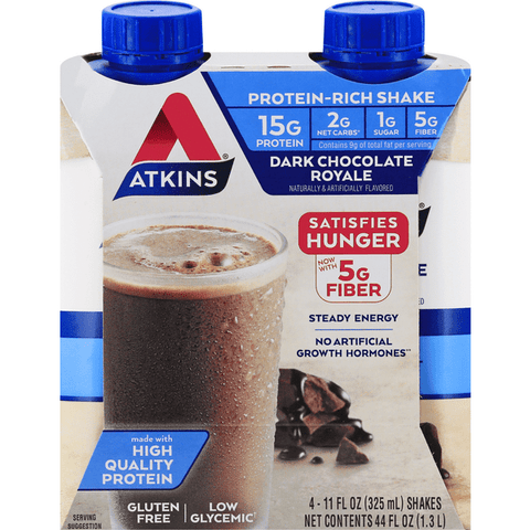 Atkins Dark Chocolate Royale Protein Rich Shakes 4Pk - 11 Ounce