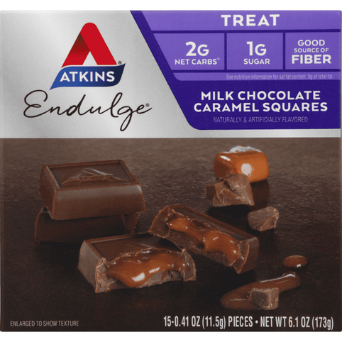 Atkins Endulge Treat Milk Chocolate Caramel Squares 15-0.41 oz Pieces - 6.1 Ounce