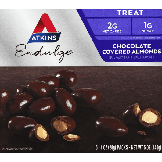 Atkins Endulge Treat Chocolate Covered Almonds 5-1 oz Packs - 5 Ounce