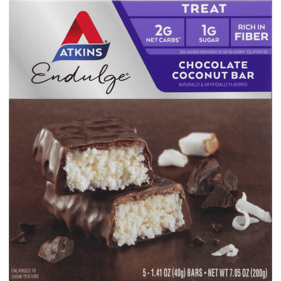 Atkins Endulge Chocolate Coconut Treat Bars 5-1.4 oz Bars - 7.05 Ounce