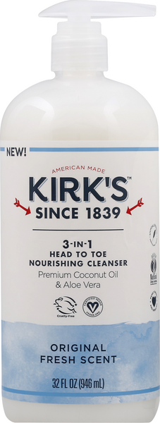 Kirk's Original Fresh Scent 3-in-1 Head to Toe Nourishing Cleanser - 32 Ounce