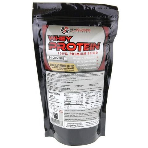 New Solutions Nutrition Chocolate Peanut Butter Whey Protein - 1 Pound