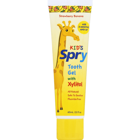 Spry Kids Tooth Gel, With Xylitol, Strawberry Banana, Age 3 Months And Up - 2 Ounce