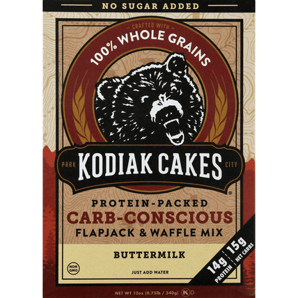 Kodiak Cakes Flapjack & Waffle Mix, Buttermilk, Carb-Conscious - 12 Ounce
