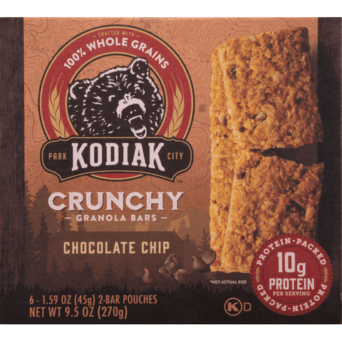 Kodiak Cakes Crunchy Granola Bars, Chocolate Chip - 9.5 Ounce