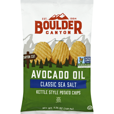 Boulder Canyon Avocado Oil Classic Sea Salt Canyon Cut Kettle Cooked Potato Chips - 5.25 Ounce