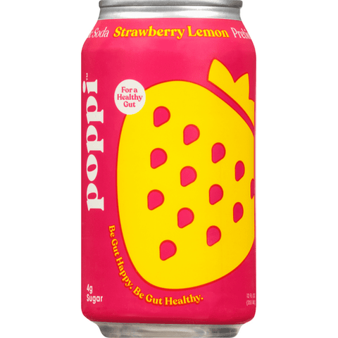 Poppi Prebiotic Soda, Strawberry Lemon - 12 Ounce