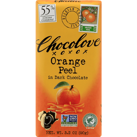 Chocolove Dark Chocolate, Orange Peel, 55% Cocoa - 3.2 Ounce