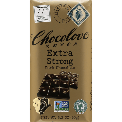 Chocolove Dark Chocolate, Extra Strong, 77% Cocoa - 3.2 Ounce