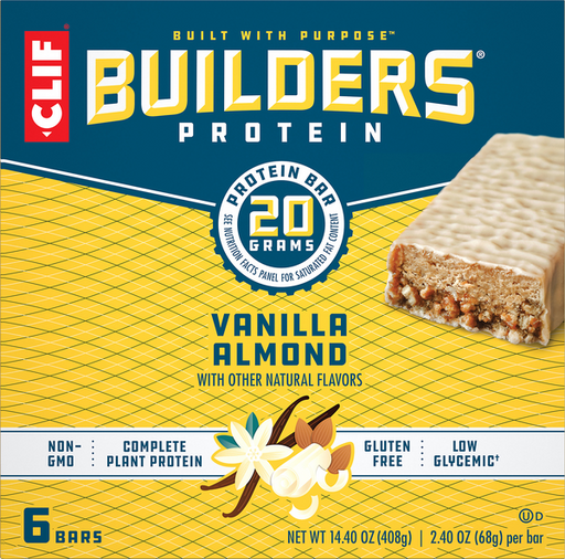 CLIF BUILDERS Vanilla Almond Protein Bars - 14.4 Ounce