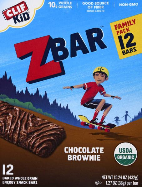 CLIF Kid ZBar Organic Chocolate Brownie Baked Whole Grain Energy Snack Bars - 15.24 Ounce