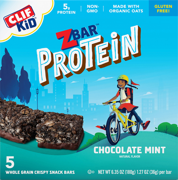 CLIF Kid Zbar Protein Chocolate Mint Whole Grain Crispy Snack Bars - 6.35 Ounce