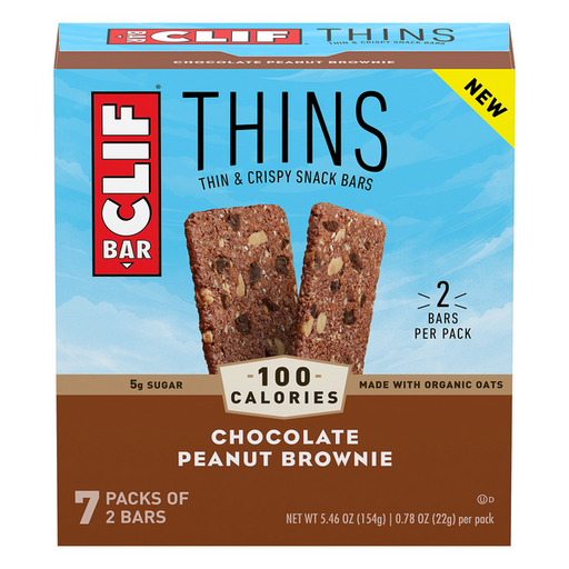 Clif Thins Chocolate Peanut Brownie Snack Bars 7 - 0.78 oz Packs - 5.46 Ounce