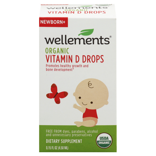 Wellements Organic Vitamin D Drops Newborn+ - 0.15 Ounce