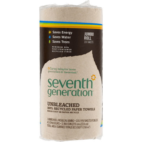 Seventh Generation 100% Recycled Unbleached 2-Ply Jumbo Roll Paper Towels - 1 Count
