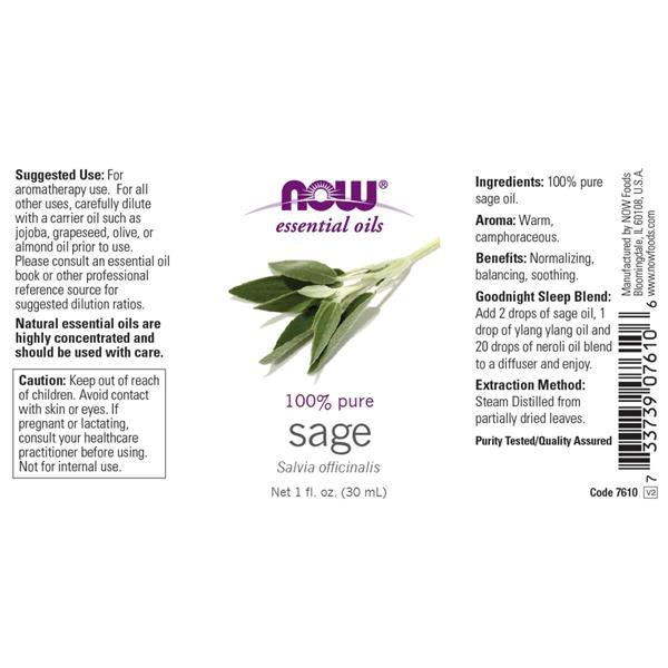 NOW Sage Essential Oil - 1 Ounce
