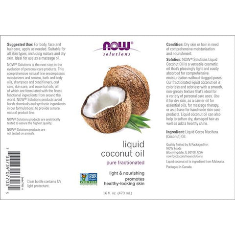 NOW Solutions Liquid Coconut Oil - 16 Ounce