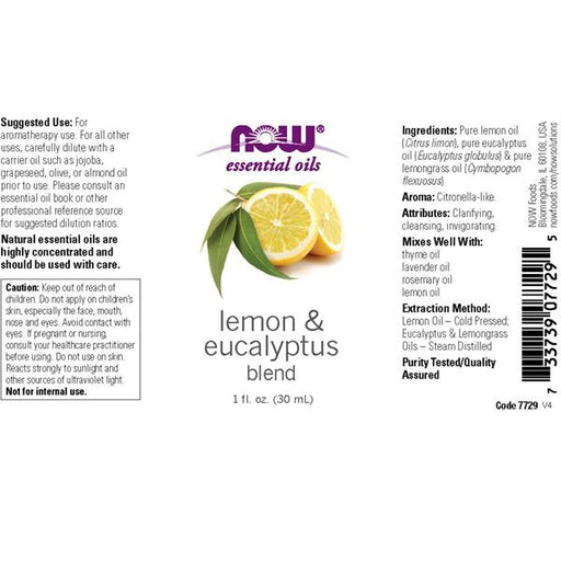 NOW Lemon & Eucalyptus Blend Essential Oil - 1 Ounce