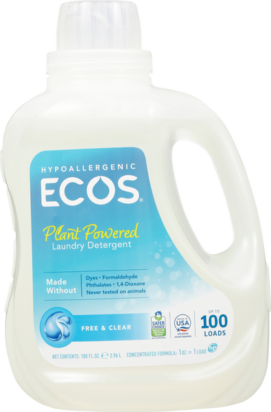 Ecos Laundry Detergent, Plant Powered, Free & Clear - 100 floz